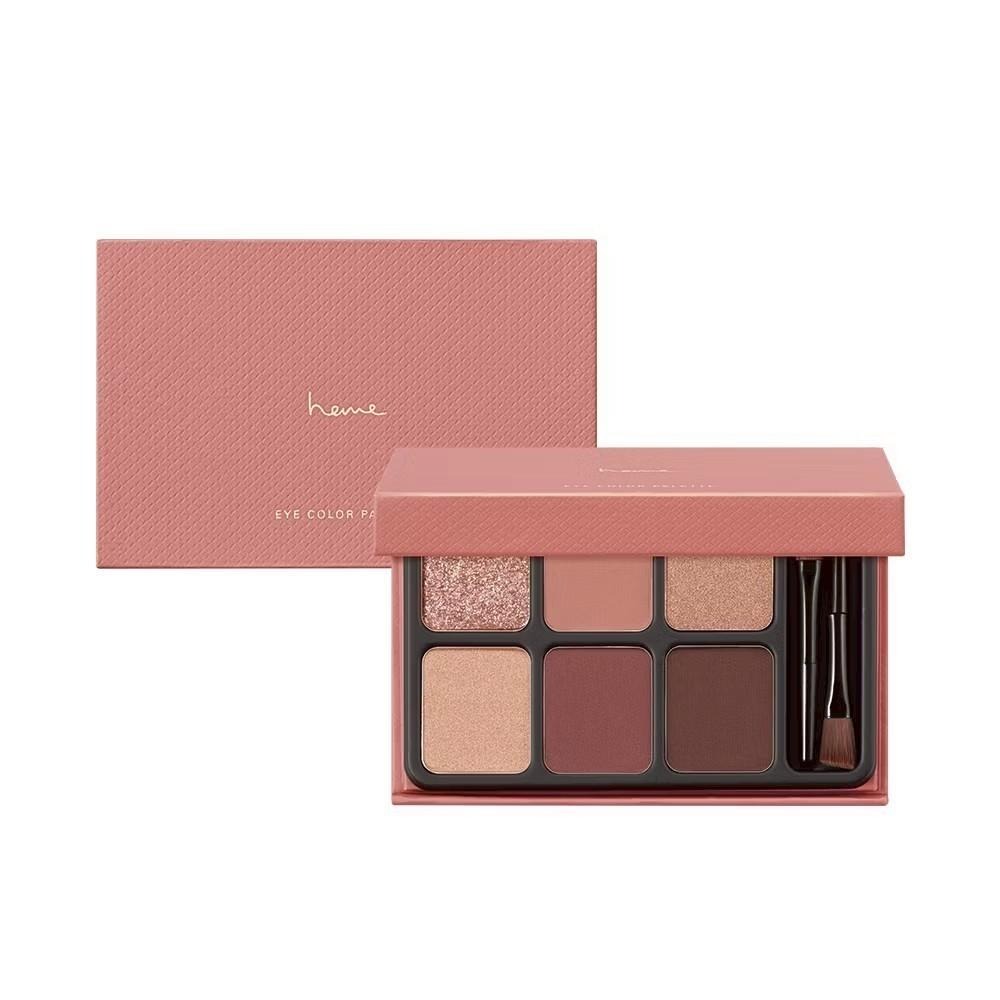 【heme】6色眼影盤 眼影 漠灰 揉茶 寧紫 濃澄 赤梨 甜莓 霧棕 近全新-細節圖4