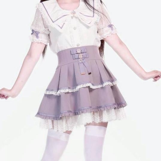 【地偶界隈】水果糖 紫色 蛋糕裙 蕾絲 少女 地雷系 量產型 日系 亞文化 lolita 軟妹 L碼-細節圖6