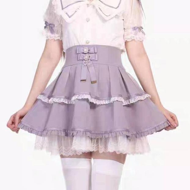 【地偶界隈】水果糖 紫色 蛋糕裙 蕾絲 少女 地雷系 量產型 日系 亞文化 lolita 軟妹 L碼-細節圖9