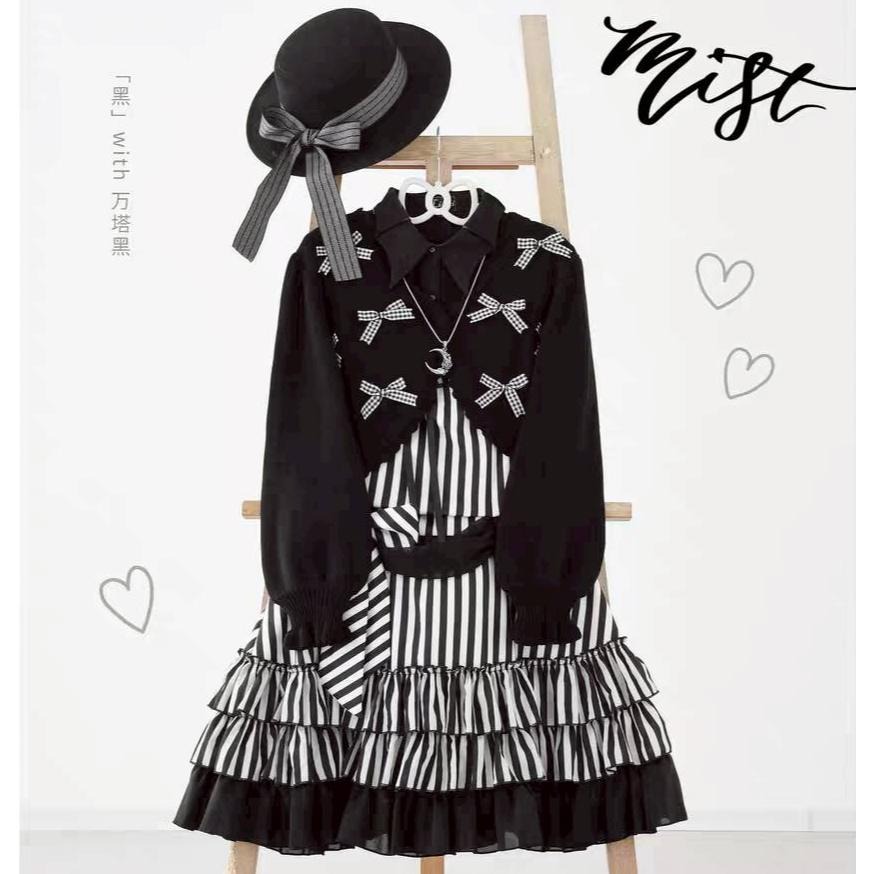 二色【夕霧工作室】針織毛衣 蝴蝶結 開衫 外套 罩衫 日系 lolita 軟妹 少女 地雷系 量產型 外搭 毛衣 M碼-細節圖6