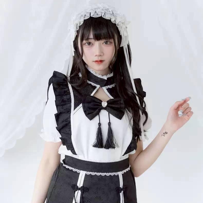 【夢展望】中華風 黑白色 地雷系 量產型 漢服 漢元素 日系 亞文化 lolita 軟妹 少女 萬聖節 中國風-細節圖3