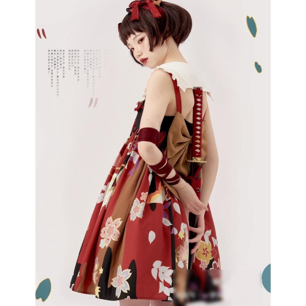 【Cute.Q】朧月 假領+吊帶洋裝 和風 古風 日系 少女 lolita 亞文化-細節圖6