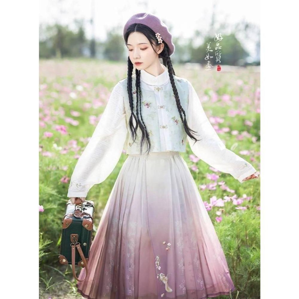 【清水溪】葡萄煎茶 改良馬面裙 漢服 漢元素 古風 八分馬面 中國風 中式 十三余 少女 M號-細節圖4