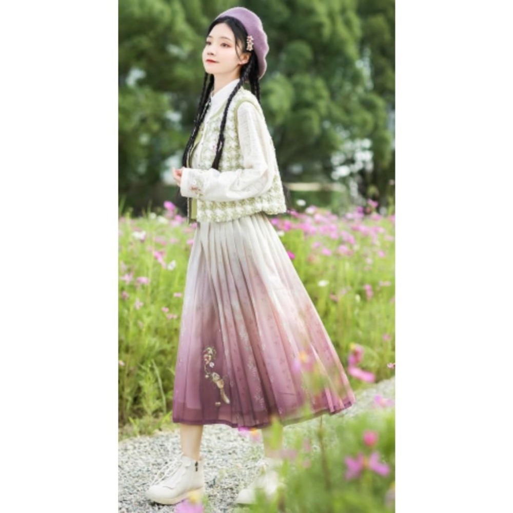 【清水溪】葡萄煎茶 改良馬面裙 漢服 漢元素 古風 八分馬面 中國風 中式 十三余 少女 M號-細節圖5