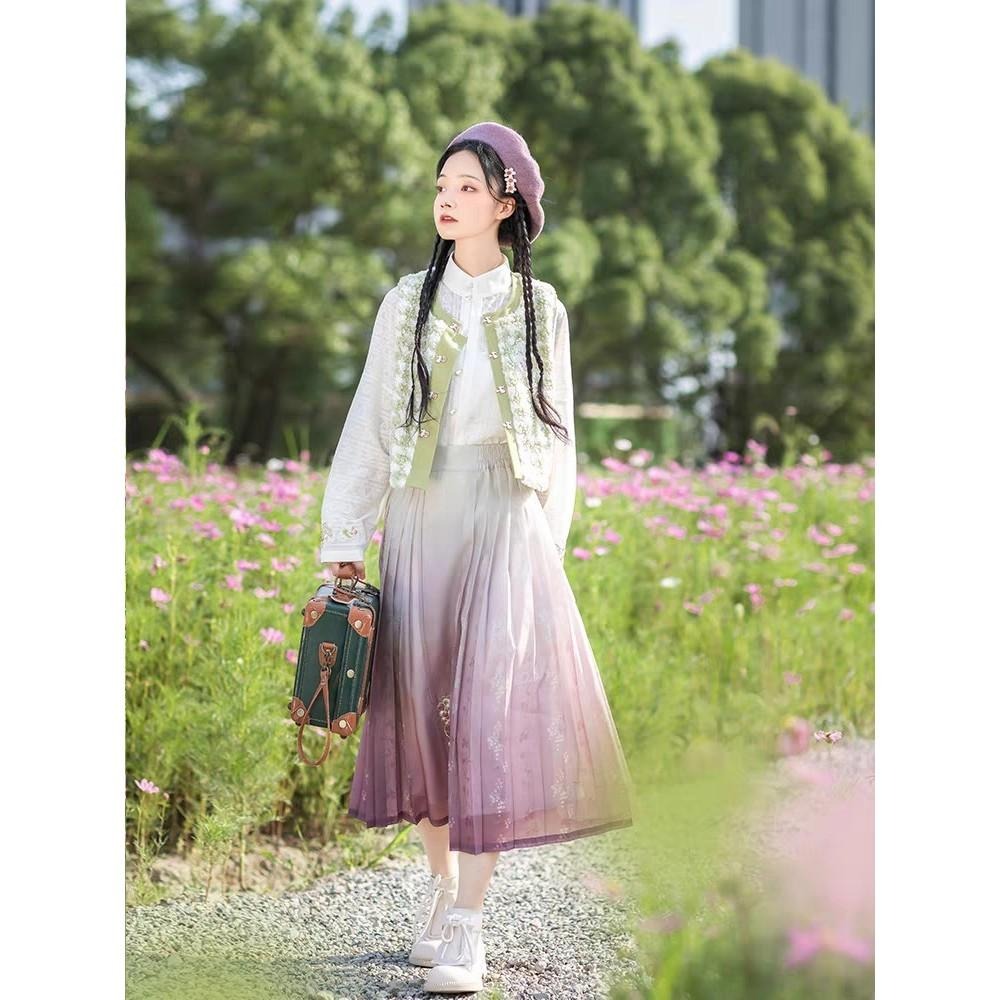 【清水溪】葡萄煎茶 改良馬面裙 漢服 漢元素 古風 八分馬面 中國風 中式 十三余 少女 M號-細節圖6