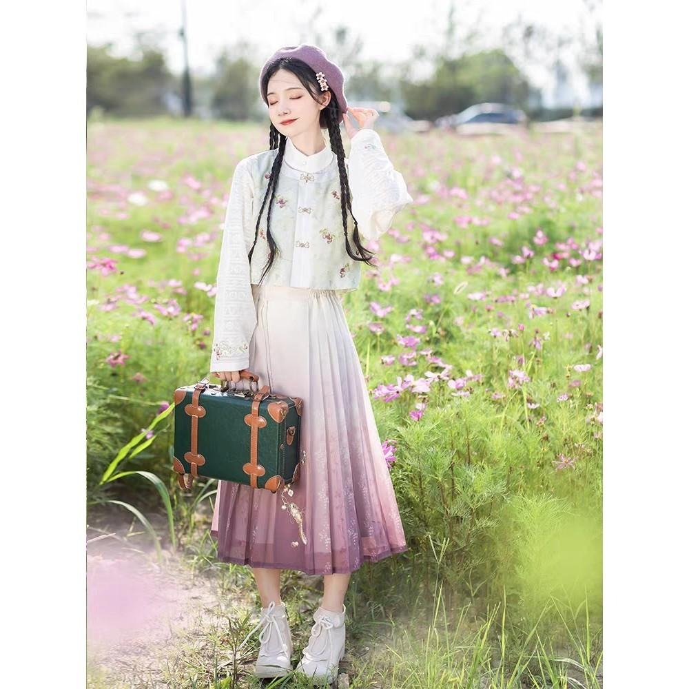 【清水溪】葡萄煎茶 改良馬面裙 漢服 漢元素 古風 八分馬面 中國風 中式 十三余 少女 M號-細節圖7