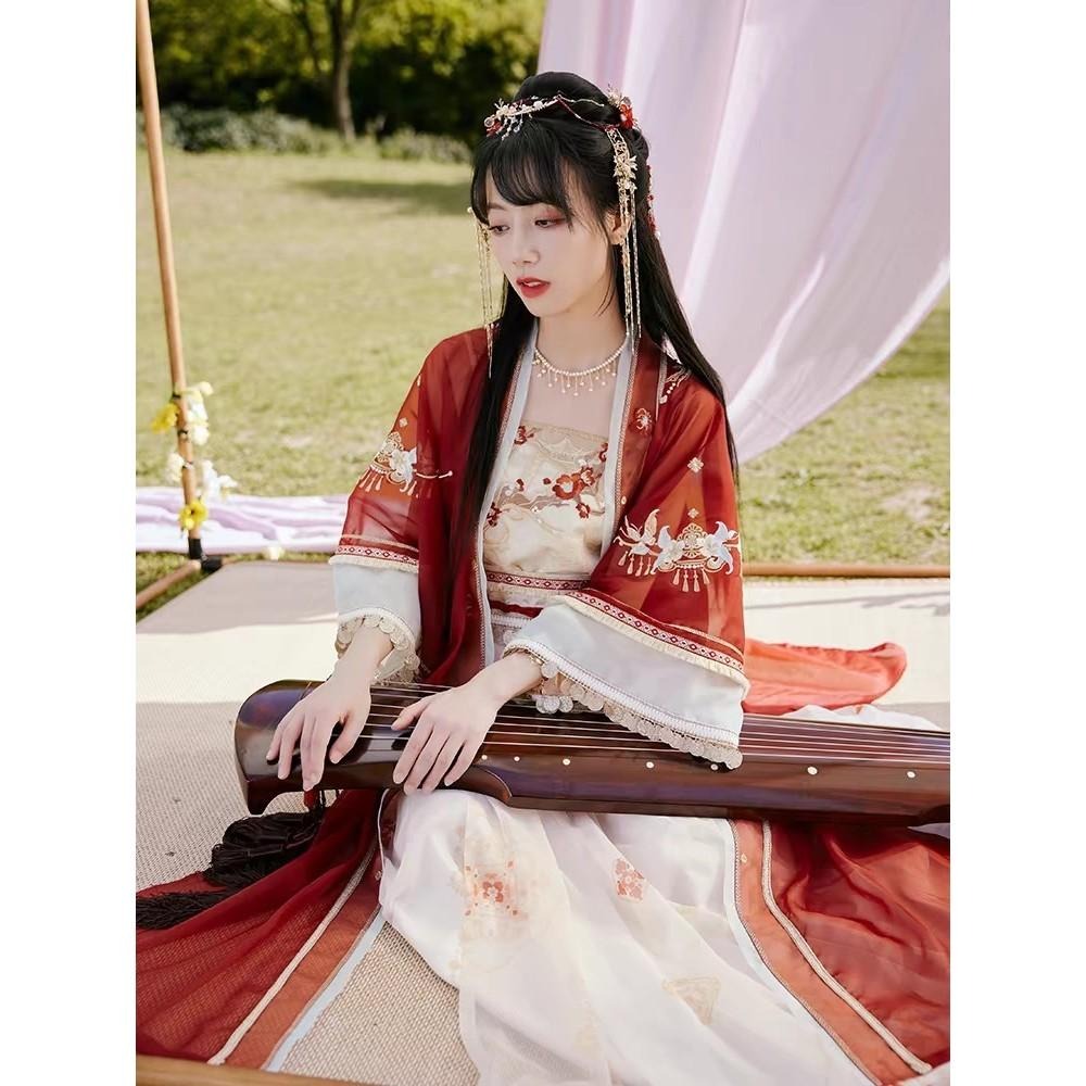 【十三余】瀘沽尋夢 銀臨聯名 長衫 外衫 長干寺 漢服 漢元素 紅色長衫 古風 中國風 中式 M號-細節圖2