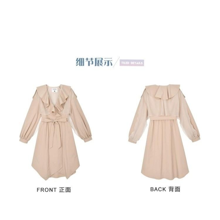 【森女部落】日系 清楚系 英倫風 不規則下擺 風衣 外套 防風 大衣 少女 lolita-細節圖5