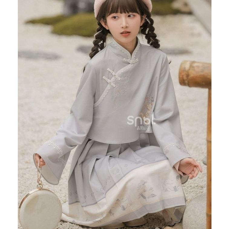 【森女部落】漢元素 假兩件 洋裝 漢服 古風 少女 中國風 連身裙 中式 lolita 軟妹 十三余 L號-細節圖4