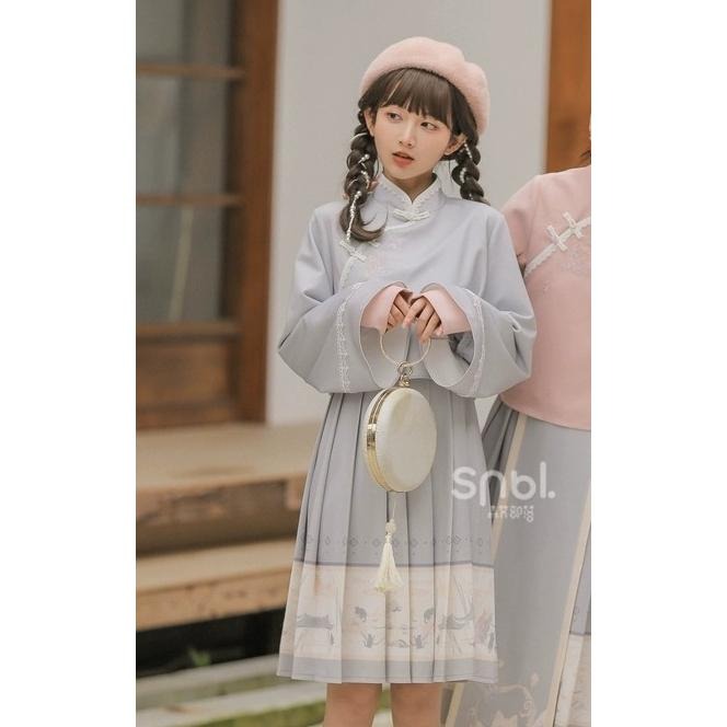 【森女部落】漢元素 假兩件 洋裝 漢服 古風 少女 中國風 連身裙 中式 lolita 軟妹 十三余 L號-細節圖6