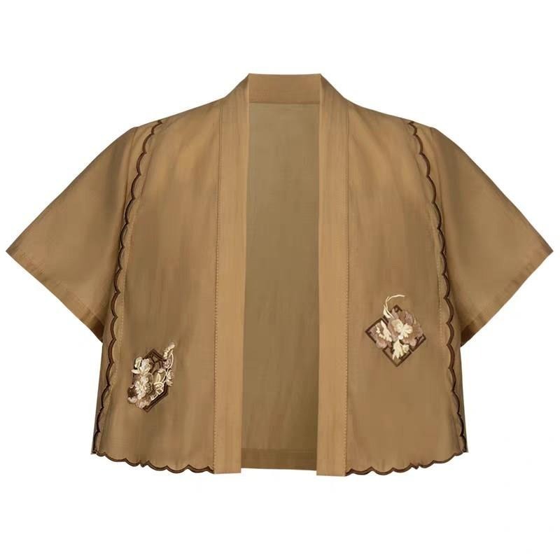 【十三余】南窗 蘇州博物館聯名 漢服 漢元素 中式 短開衫+吊帶洋裝 兩件套 古風 中國風 XL號-細節圖4