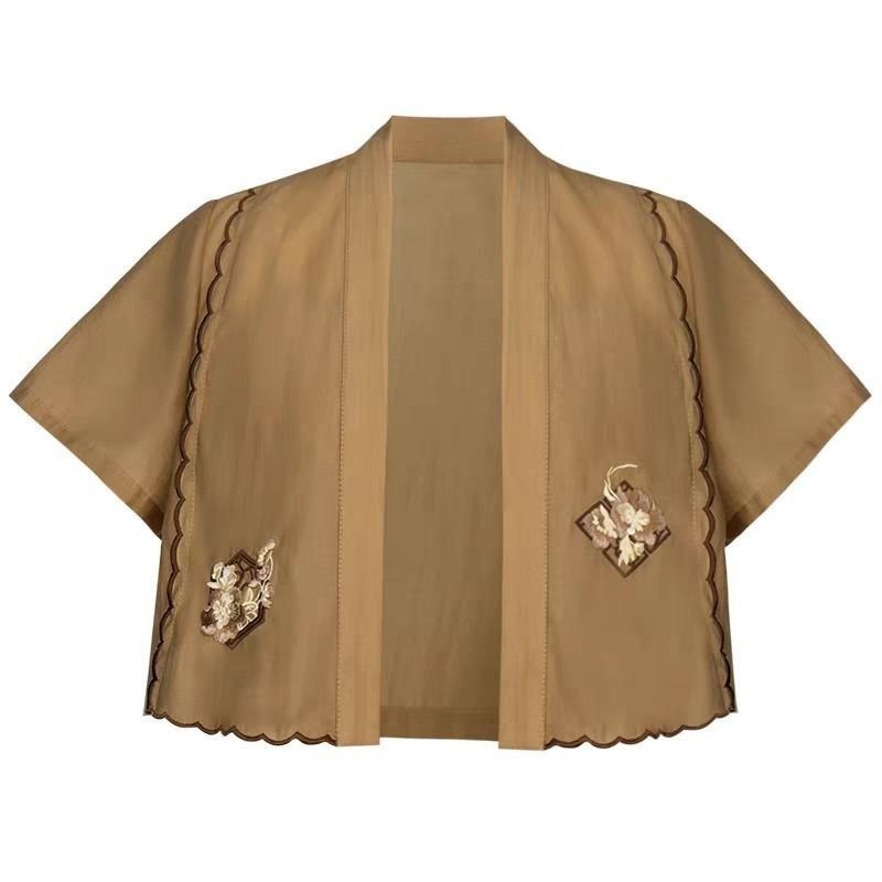 【十三余】南窗 蘇州博物館聯名 漢服 漢元素 中式 短開衫+吊帶洋裝 兩件套 古風 中國風 XL號-細節圖5