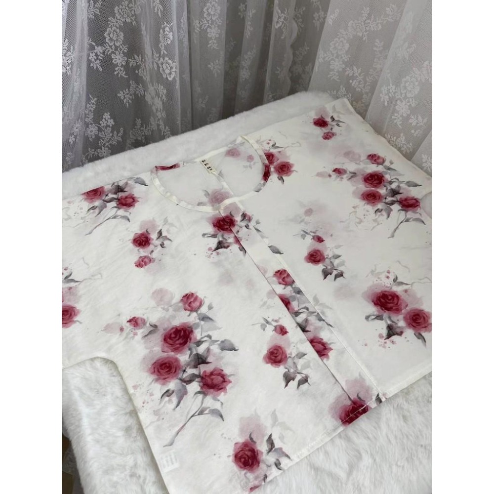 【衫袂語】涼夏 古風 漢元素 圓領衫 漢服 中國風 新中式 十三余 藍色 紅色 均碼-細節圖2