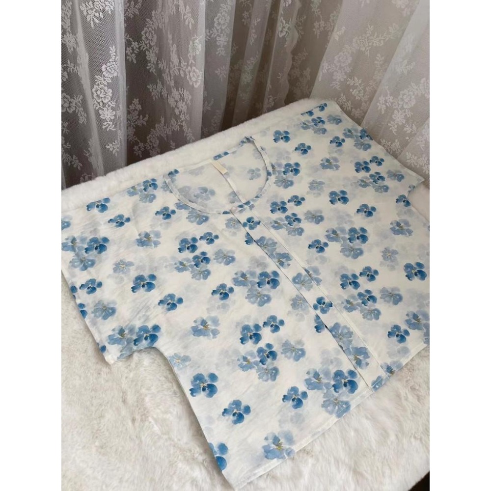 【衫袂語】涼夏 古風 漢元素 圓領衫 漢服 中國風 新中式 十三余 藍色 紅色 均碼-細節圖8