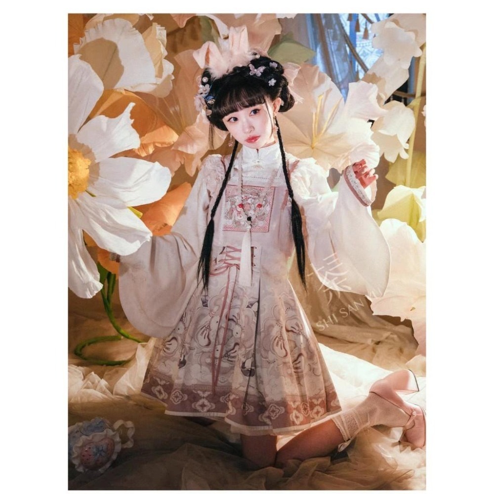 【十三余】春風共耳 馬甲 蕾絲 漢服 漢元素 少女 lolita 古風 XL碼-細節圖5