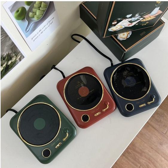 復古留聲機造型 恆溫杯墊 加熱杯墊 保溫杯墊 定時斷電 暖杯墊 溫杯墊 秋冬季保溫 墨藍色 9成新-細節圖2