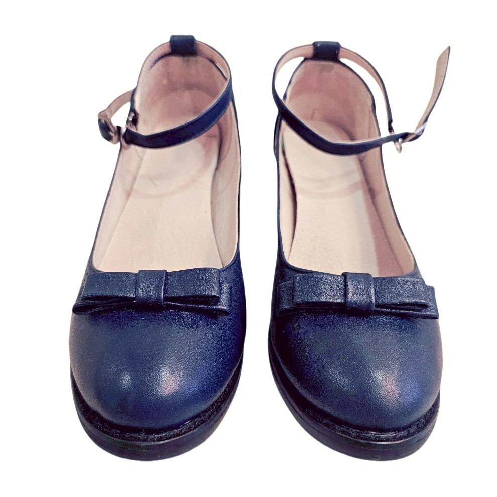 日系 森林系 少女 蝴蝶結 軟妹 英倫 學院風 娃娃鞋 皮鞋 一字扣 真皮 棕色 藍色 lolita 35.36碼-細節圖3