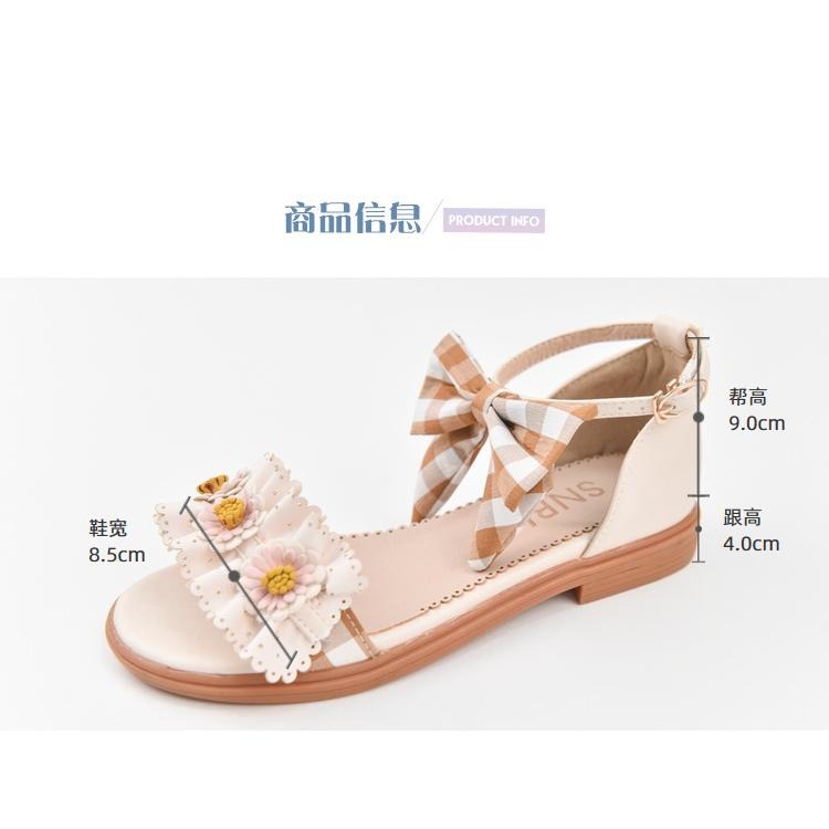 【森女部落】花朵 少女 涼鞋 時尚 低跟 軟妹 日系 森林系 雛菊 仙女 甜美 蝴蝶結 一字扣 涼鞋 夏季 女鞋 35號-細節圖2