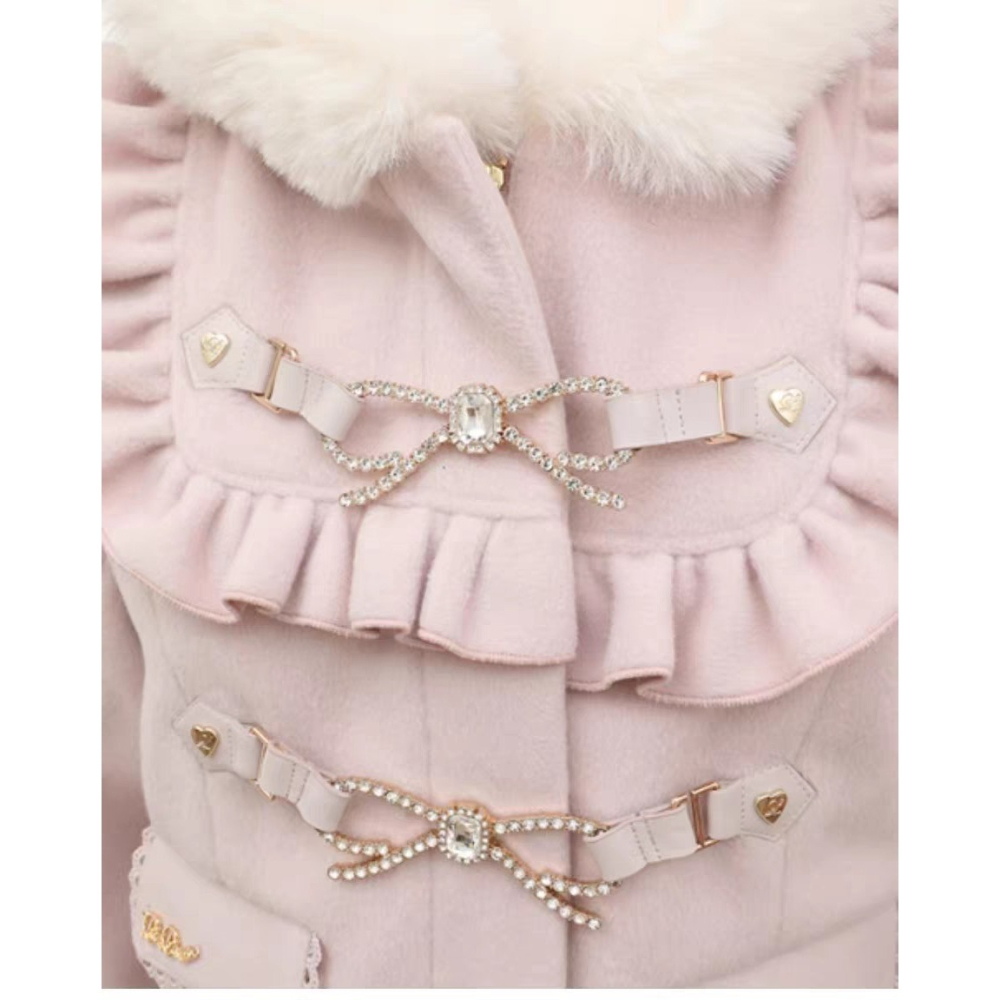 【lizlisa】日單 粉色連帽 短版大衣 外套 毛袖 絨毛 地雷系 量產型 日系 亞文化 lolita 軟妹 少女-細節圖6