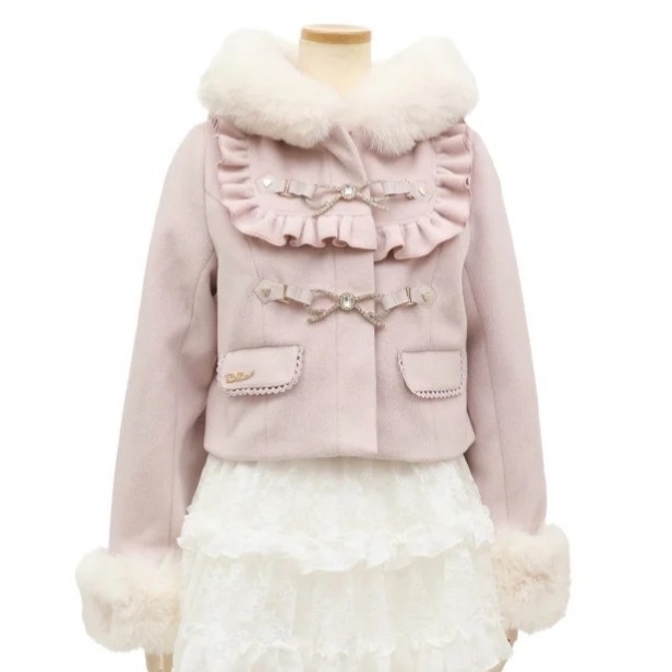 【lizlisa】日單 粉色連帽 短版大衣 外套 毛袖 絨毛 地雷系 量產型 日系 亞文化 lolita 軟妹 少女-細節圖7