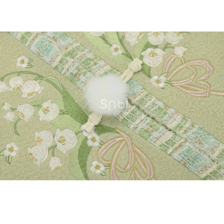 【森女部落】鈴蘭花刺繡 綠色 漢元素 漢服 方領大衣 中國風 古風 新中式 lolita 軟妹 少女-細節圖8