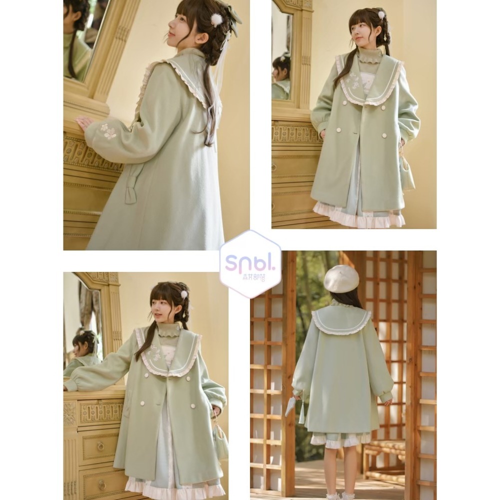 【森女部落】淺綠色花朵刺繡大衣 漢元素 大衣 中國風 古風 新中式 lolita 軟妹 少女-細節圖8