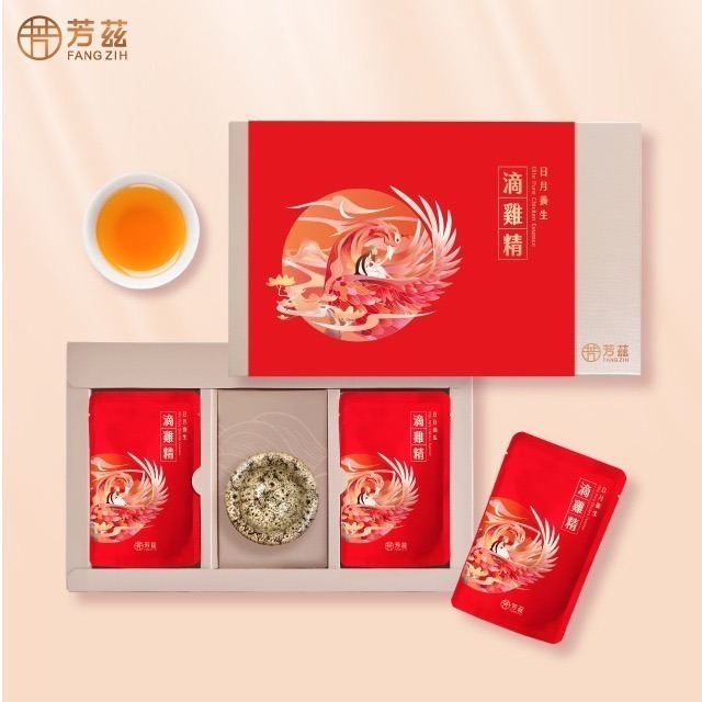 【芳茲】日月養生滴雞精(常溫)-禮盒款 6包 /盒 (含天目釉品茗杯+精美提袋)-細節圖2