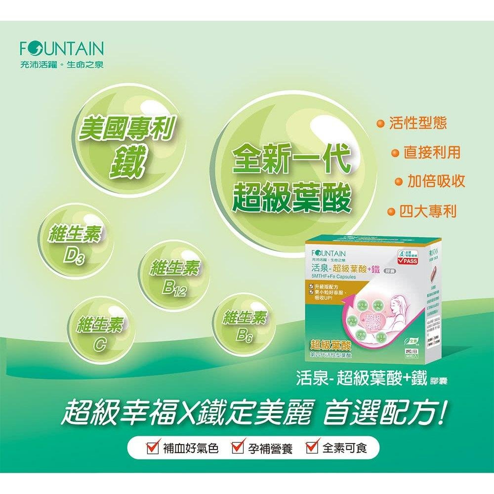 【滿千免運】永信活泉 超級葉酸+鐵膠囊 90粒/盒【禾宜藥局】-細節圖2