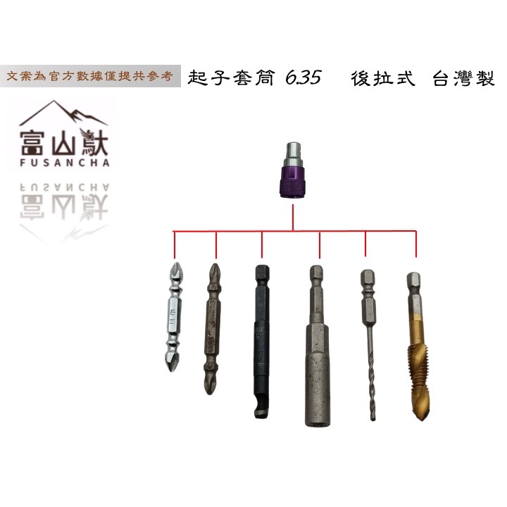 富山䲦 後拉式快插套筒接桿 1/4 6.35 六角接頭 起子頭收納 單手快拆 快脫接桿 鑰匙圈 通用接口 登山扣 鋁合金-細節圖2