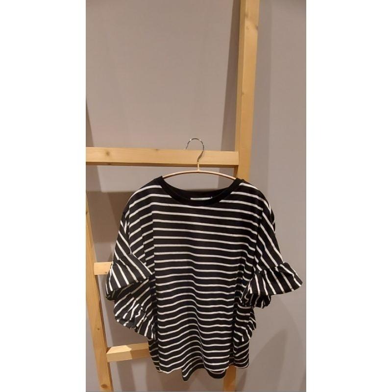 🎉現貨🎉日本帶回 American holic 荷葉邊條紋上-細節圖2