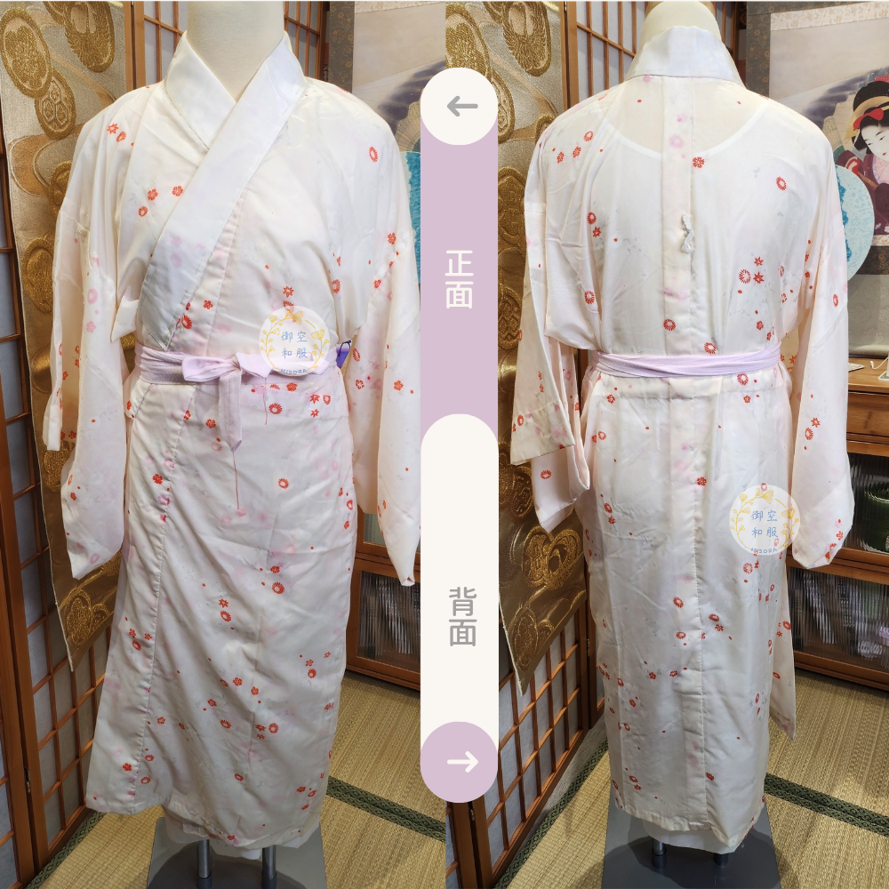 紅色小花 中古襦袢-細節圖2