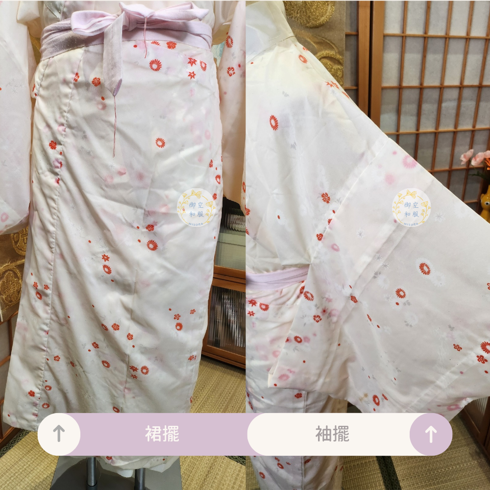 紅色小花 中古襦袢-細節圖3