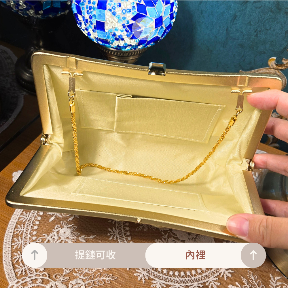 刺繡硬殼金彩包｜和服包包-細節圖2