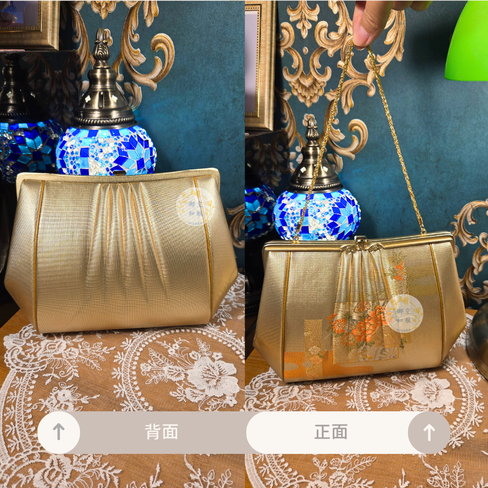 刺繡硬殼金彩包｜和服包包-細節圖3