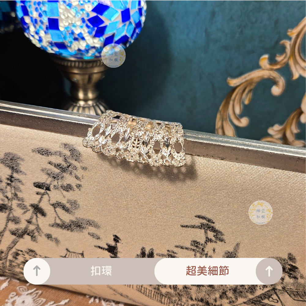 景紋硬殼布面手拿包｜和服包包-細節圖4