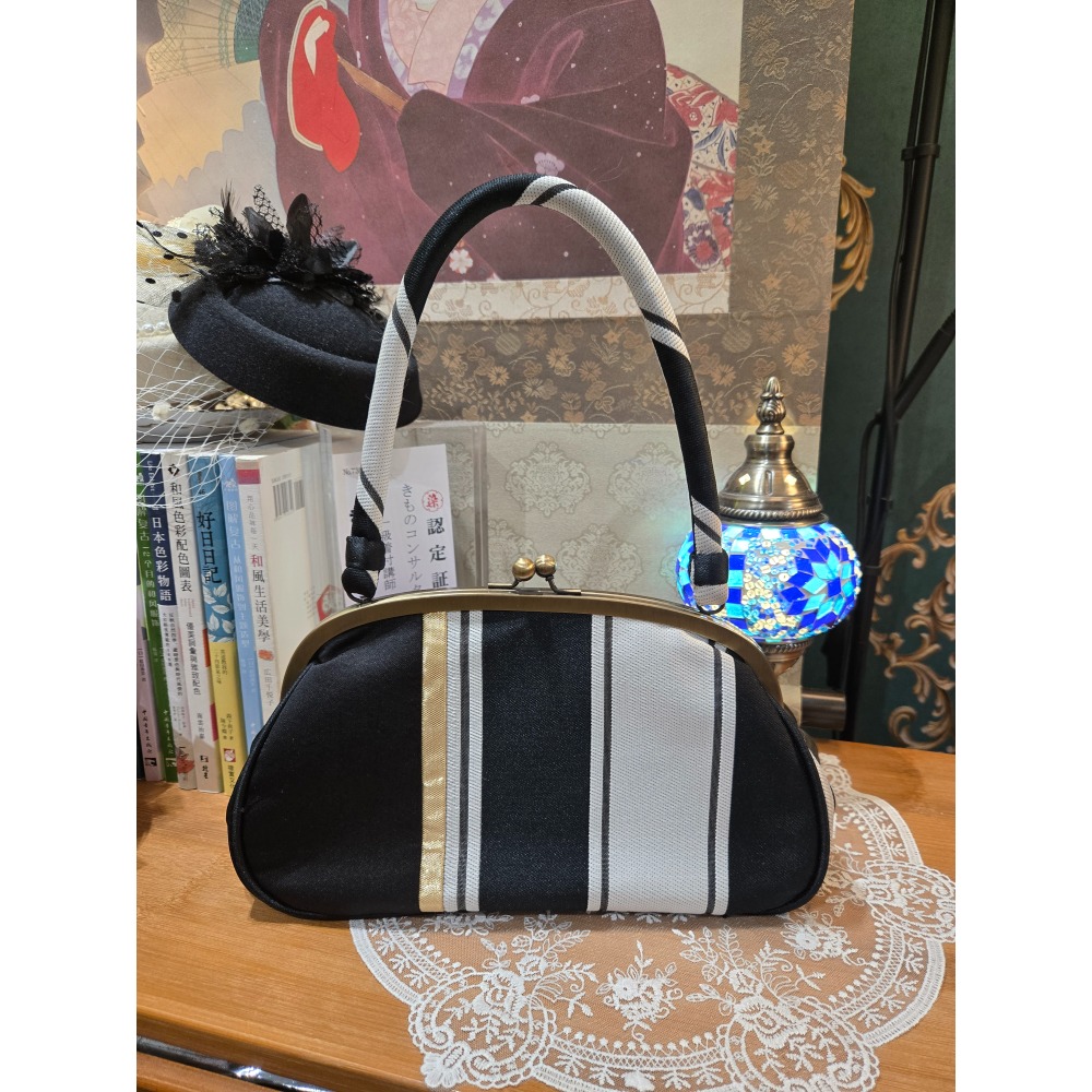 黑色線條手提包｜和服包包-細節圖2