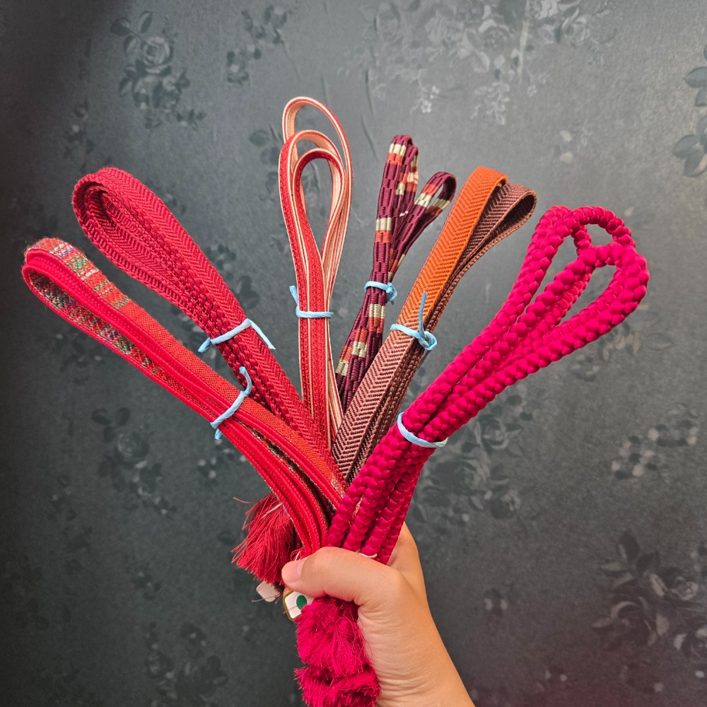 紅咖系帶締｜色差請見後面不同光線拍攝-細節圖2