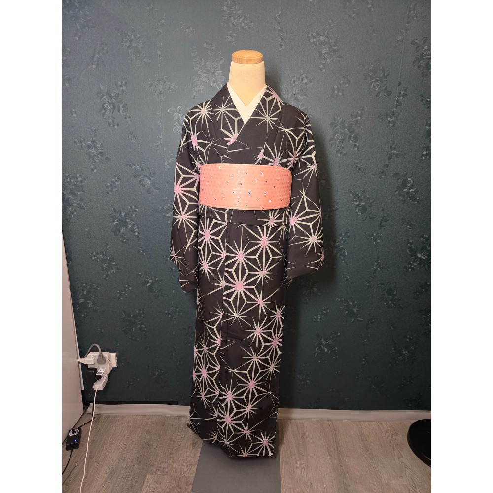 黑地麻葉 化纖小紋｜可水洗｜164.5cm-細節圖4