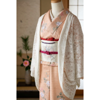 蕾絲羽織｜春秋超推薦｜附羽織紐｜衣長87cm