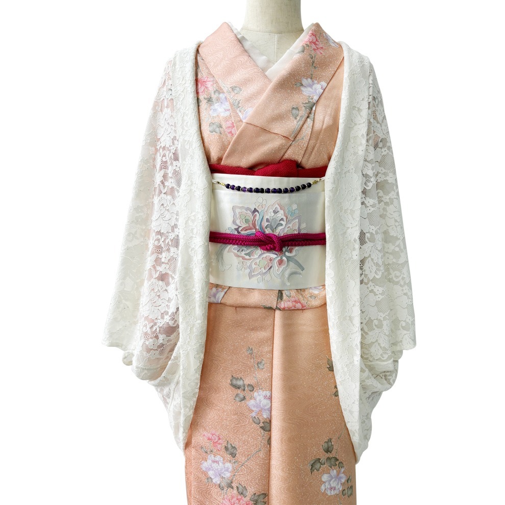 蕾絲羽織｜春秋超推薦｜附羽織紐｜衣長87cm-細節圖2