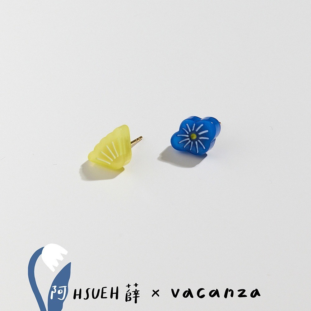 vacanza｜純鋼｜耳夾｜插畫家阿薛聯名｜藍黃小花．純鋼夾式耳環-規格圖8