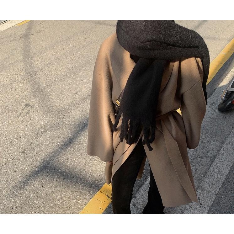 533 ｜ 新色2026韓國保暖柔軟長粗辮子流蘇加厚圍巾大圍巾聖誕紅綠黑灰白駝咖粉黃藍格紋正韓-細節圖5