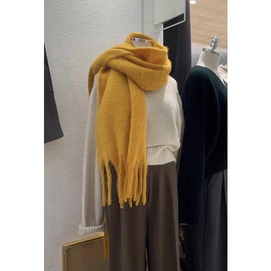 533 ｜ 新色2026韓國保暖柔軟長粗辮子流蘇加厚圍巾大圍巾聖誕紅綠黑灰白駝咖粉黃藍格紋正韓-細節圖6