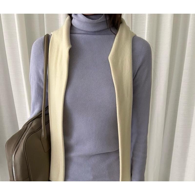 533｜現 韓國合身款細羅紋後中線立領高領針織衫-細節圖8