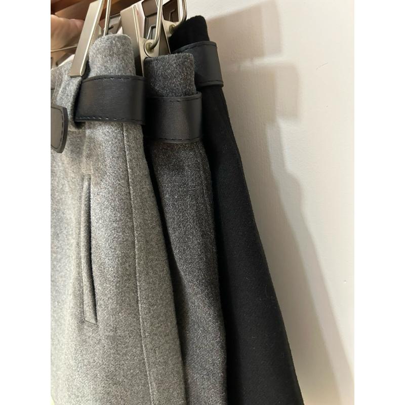 533｜現貨 韓國顯瘦挺料毛呢短裙防走光褲裙附銀釦寬皮帶-細節圖9