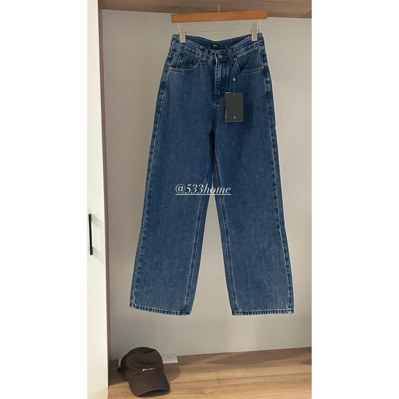 533 |  正韓 韓國深藍丹寧色高腰寬褲直筒牛仔褲-細節圖4