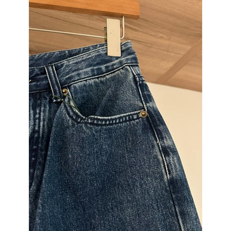 533 |  正韓 韓國深藍丹寧色高腰寬褲直筒牛仔褲-細節圖5