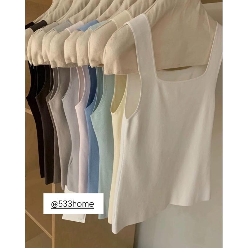 533｜現貨 韓國高支數密實多色彩色方領含絲針織背心-細節圖4