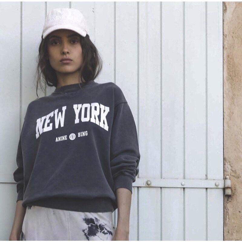 533｜現貨 Anine Bing城市logo黑灰色大學t-細節圖8
