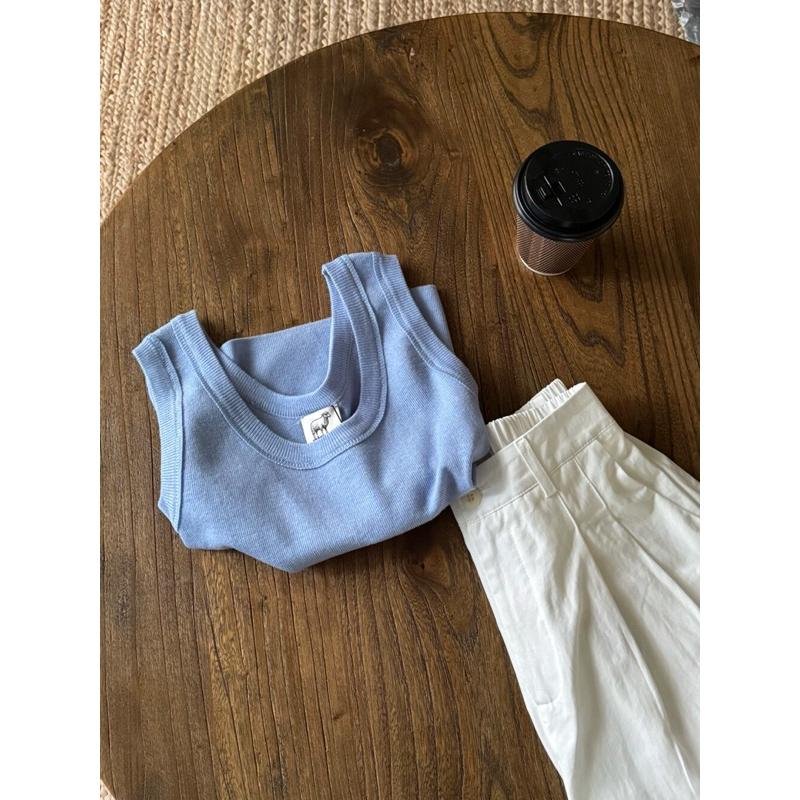 533｜ 現貨 秋冬韓國大U領遮副乳羊毛針織背心素面條紋-細節圖5